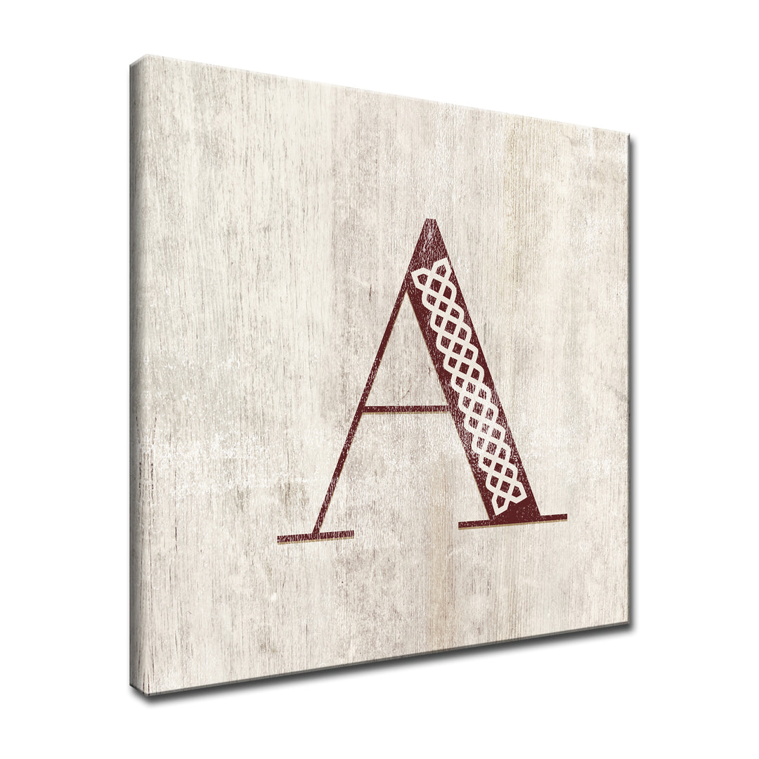 'Shabby Chic Monogram' 10"x10" Wrapped Canvas Textual Wall Art
