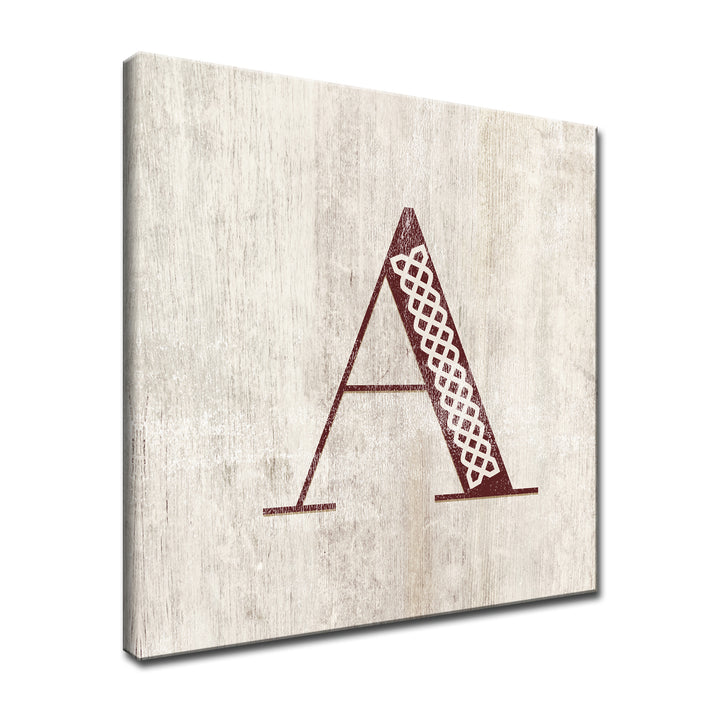 'Shabby Chic Monogram' 10"x10" Wrapped Canvas Textual Wall Art