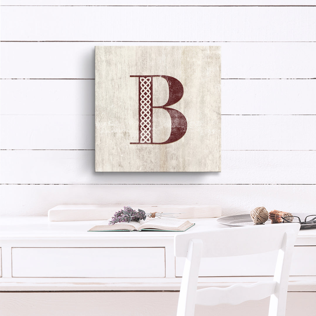 'Shabby Chic Monogram' 10"x10" Wrapped Canvas Textual Wall Art