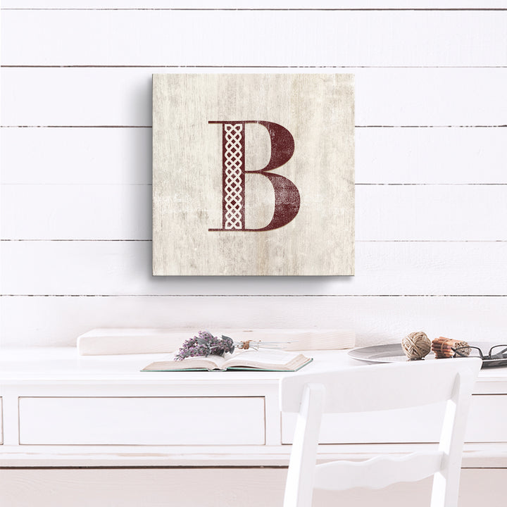 'Shabby Chic Monogram' 10"x10" Wrapped Canvas Textual Wall Art