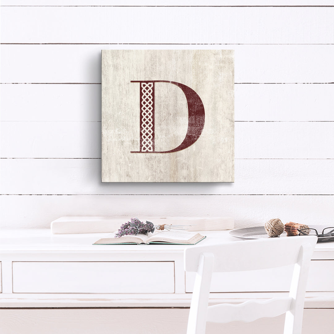 'Shabby Chic Monogram' 10"x10" Wrapped Canvas Textual Wall Art
