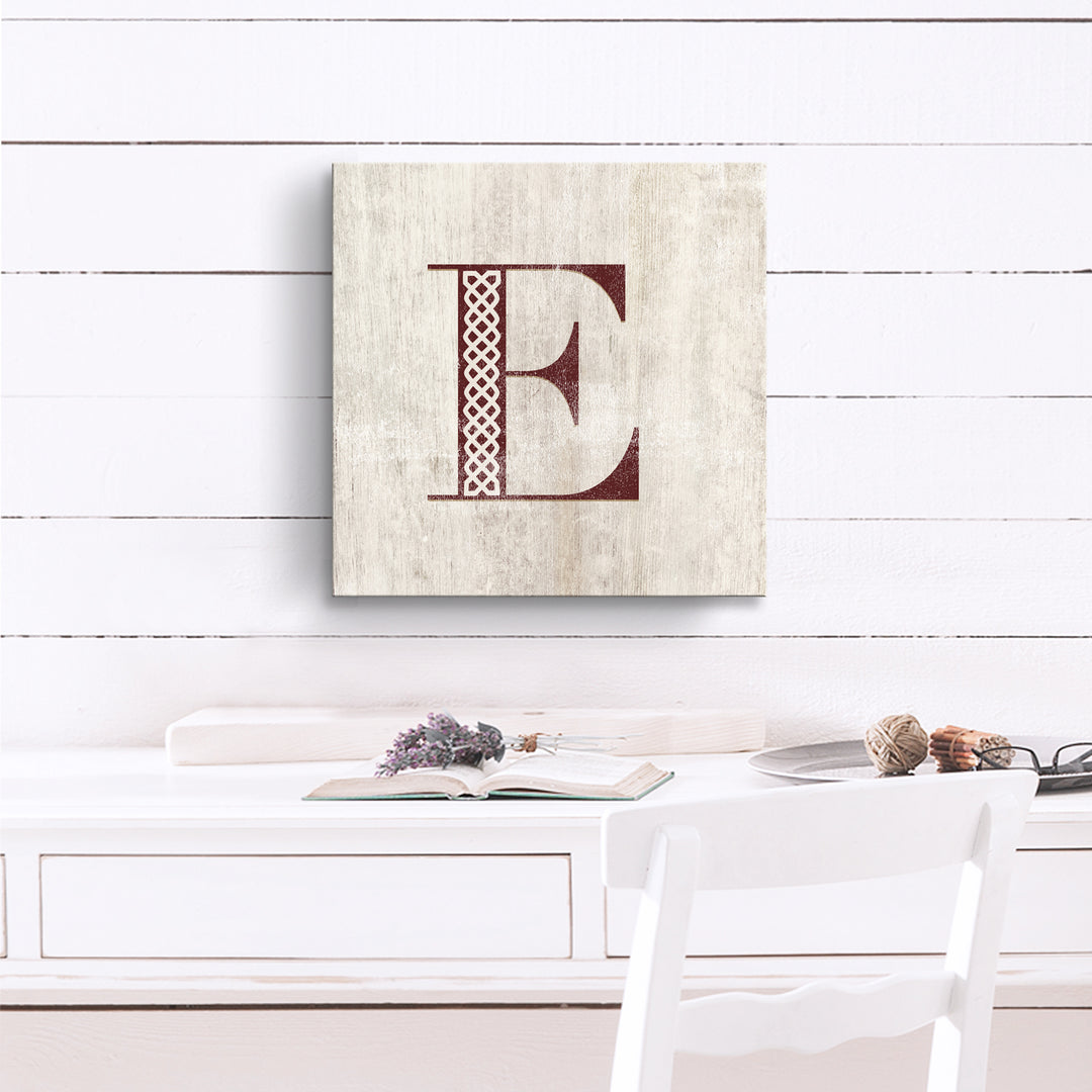 'Shabby Chic Monogram' 10"x10" Wrapped Canvas Textual Wall Art