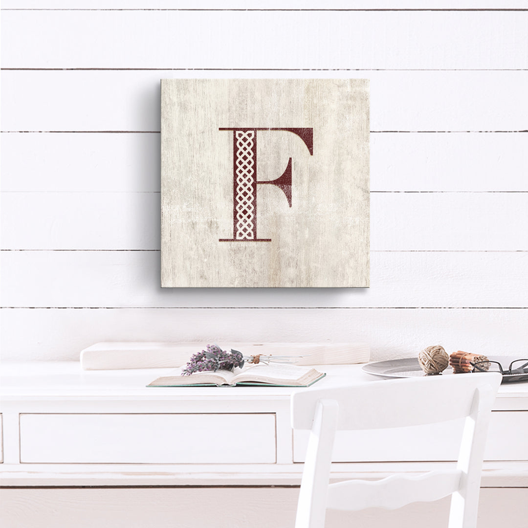 'Shabby Chic Monogram' 10"x10" Wrapped Canvas Textual Wall Art