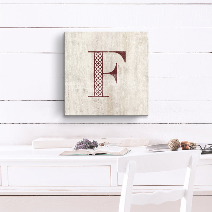 'Shabby Chic Monogram' 10"x10" Wrapped Canvas Textual Wall Art