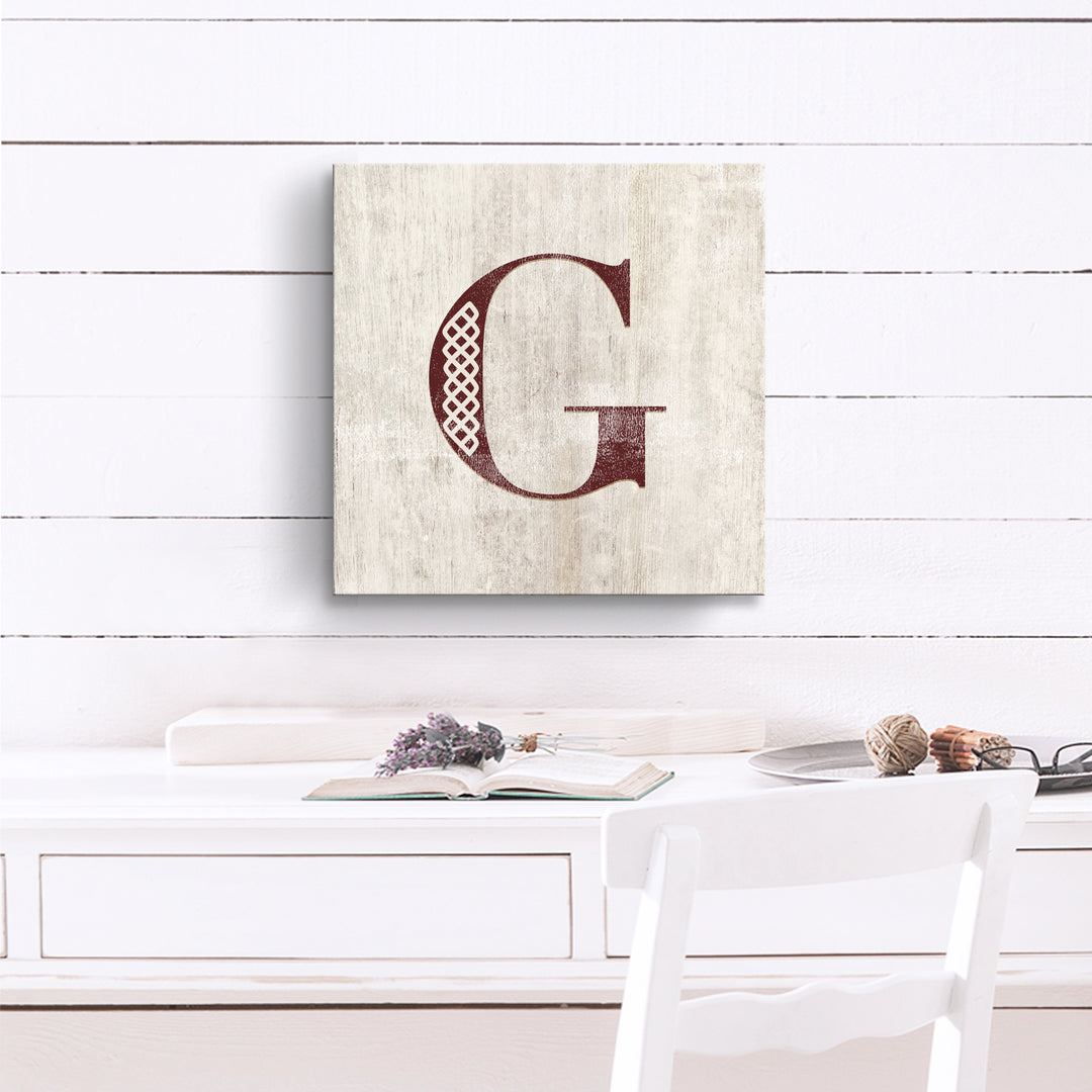 'Shabby Chic Monogram' 10"x10" Wrapped Canvas Textual Wall Art