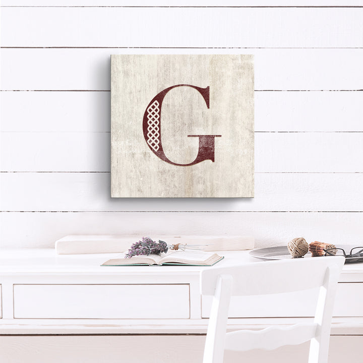 'Shabby Chic Monogram' 10"x10" Wrapped Canvas Textual Wall Art