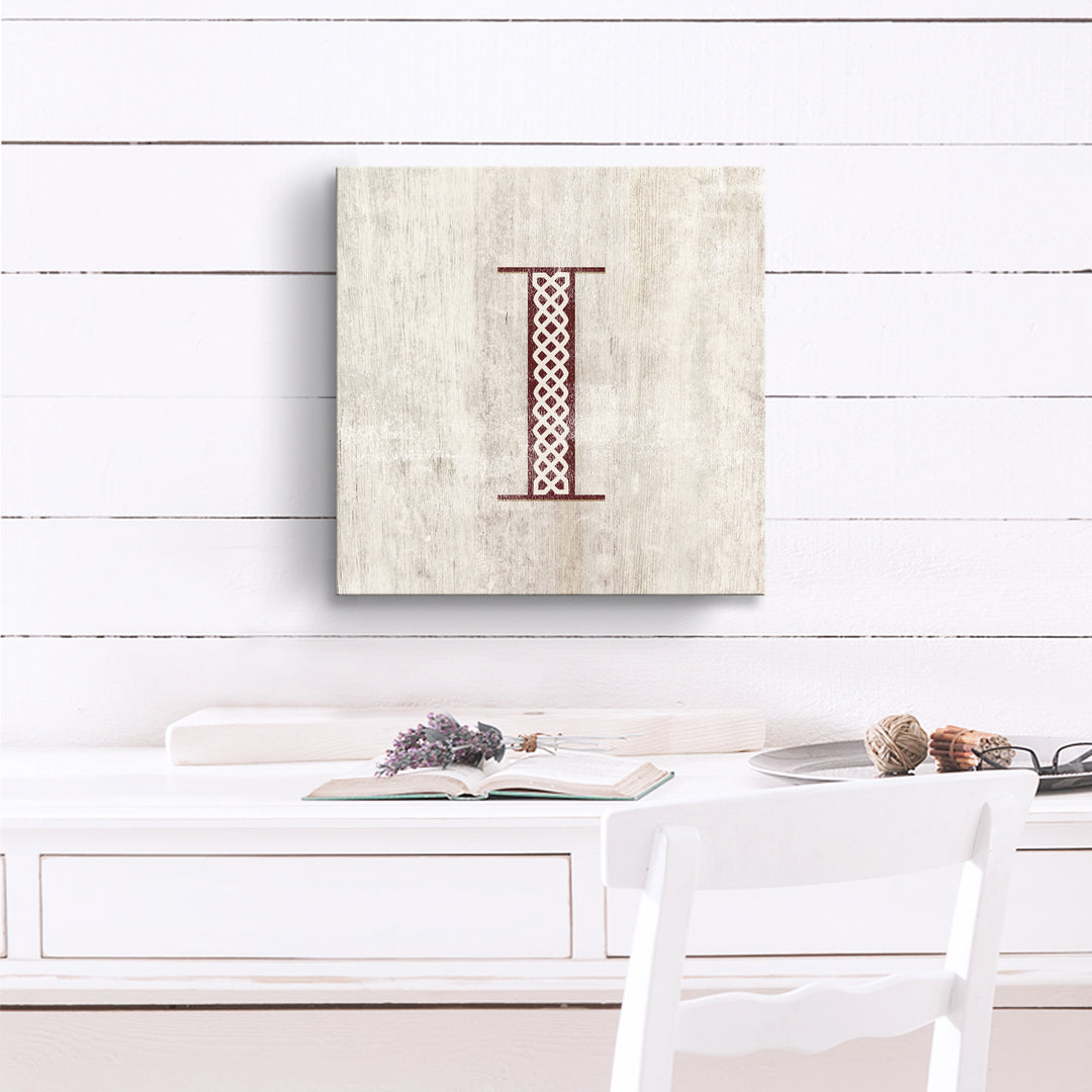 'Shabby Chic Monogram' 10"x10" Wrapped Canvas Textual Wall Art