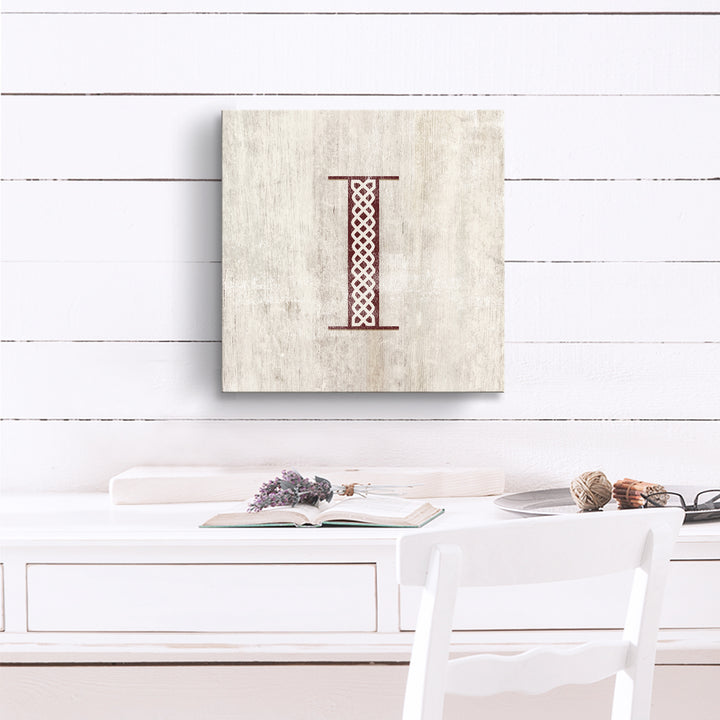 'Shabby Chic Monogram' 10"x10" Wrapped Canvas Textual Wall Art