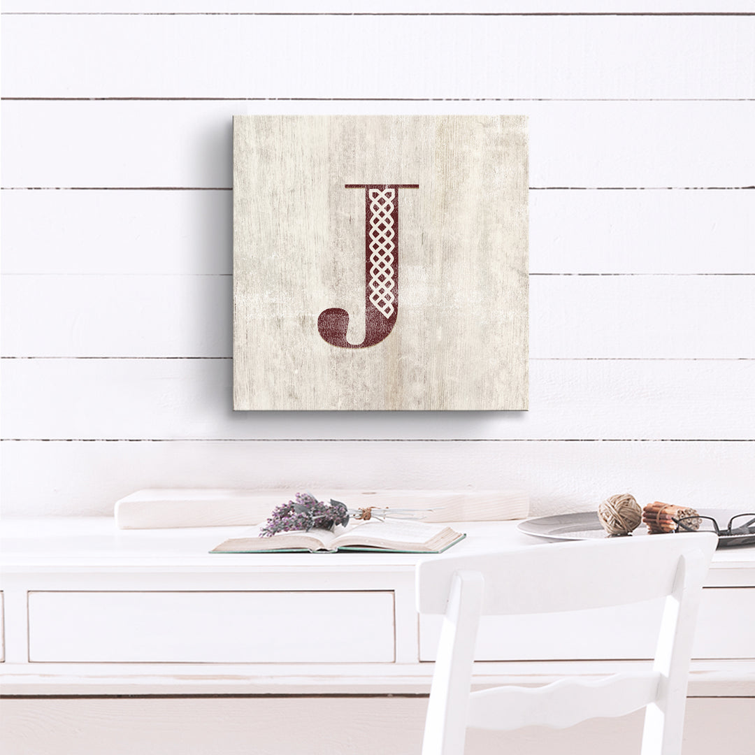 'Shabby Chic Monogram' 10"x10" Wrapped Canvas Textual Wall Art
