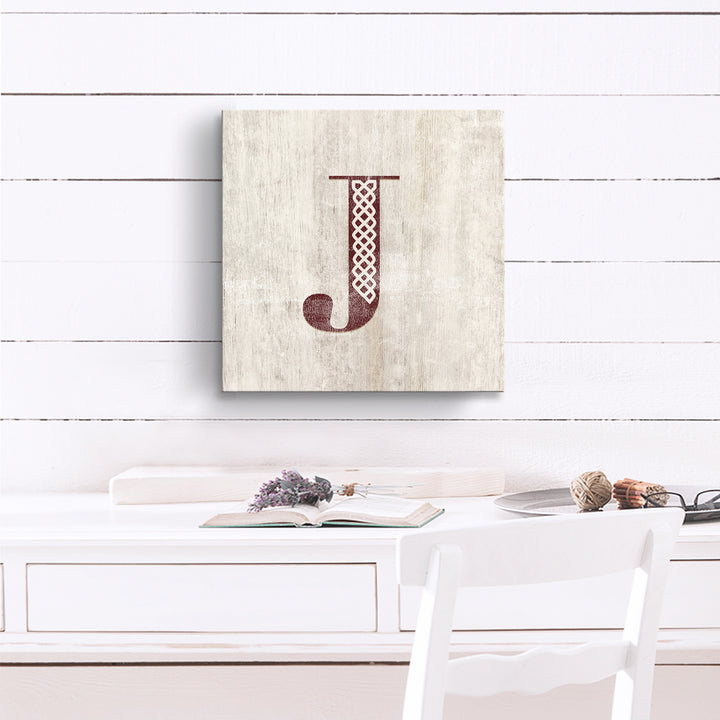 'Shabby Chic Monogram' 10"x10" Wrapped Canvas Textual Wall Art