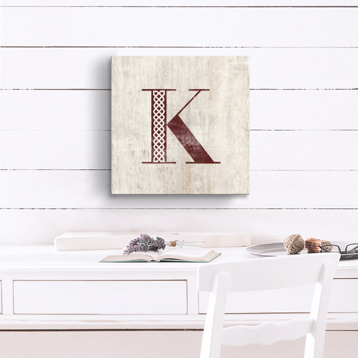 'Shabby Chic Monogram' 10"x10" Wrapped Canvas Textual Wall Art