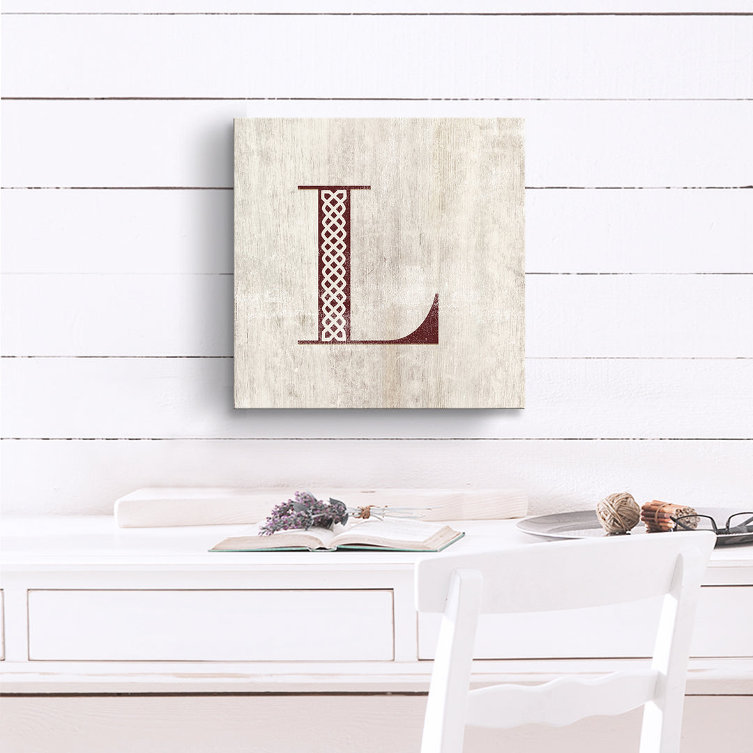 'Shabby Chic Monogram' 10"x10" Wrapped Canvas Textual Wall Art