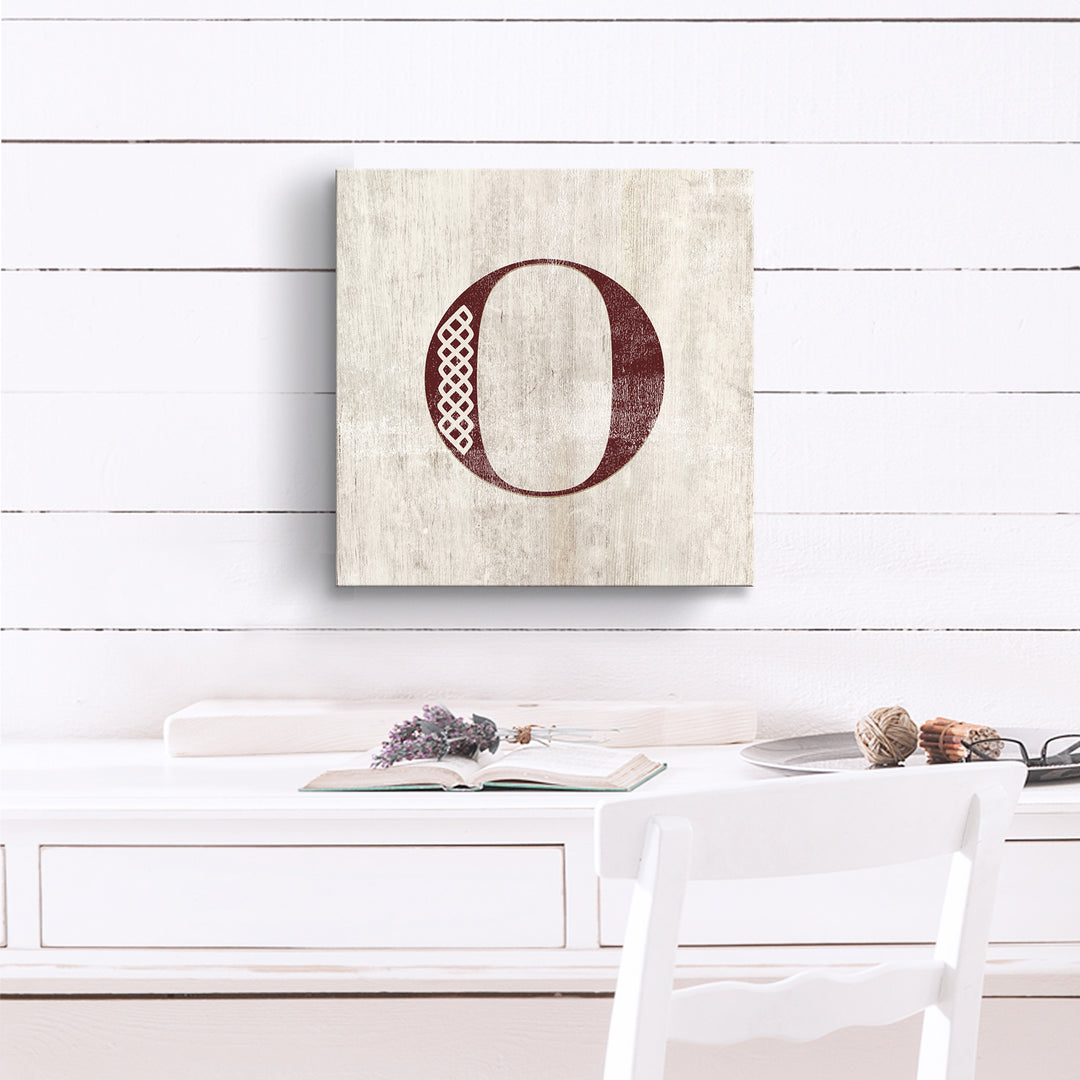 'Shabby Chic Monogram' 10"x10" Wrapped Canvas Textual Wall Art