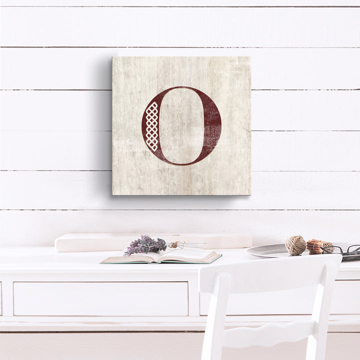 'Shabby Chic Monogram' 10"x10" Wrapped Canvas Textual Wall Art