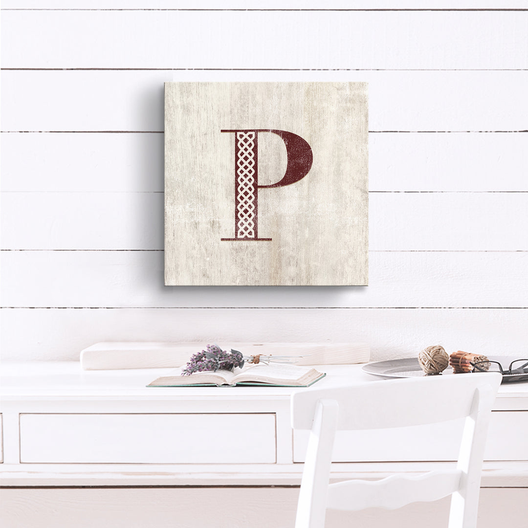 'Shabby Chic Monogram' 10"x10" Wrapped Canvas Textual Wall Art