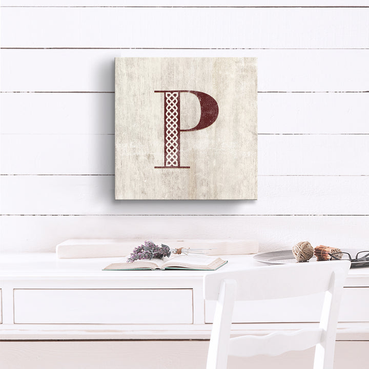 'Shabby Chic Monogram' 10"x10" Wrapped Canvas Textual Wall Art