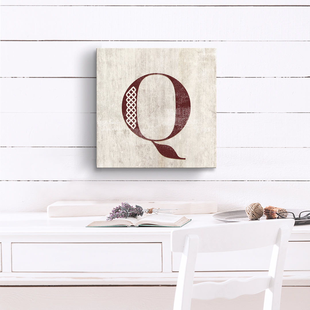 'Shabby Chic Monogram' 10"x10" Wrapped Canvas Textual Wall Art