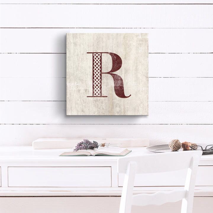 'Shabby Chic Monogram' 10"x10" Wrapped Canvas Textual Wall Art