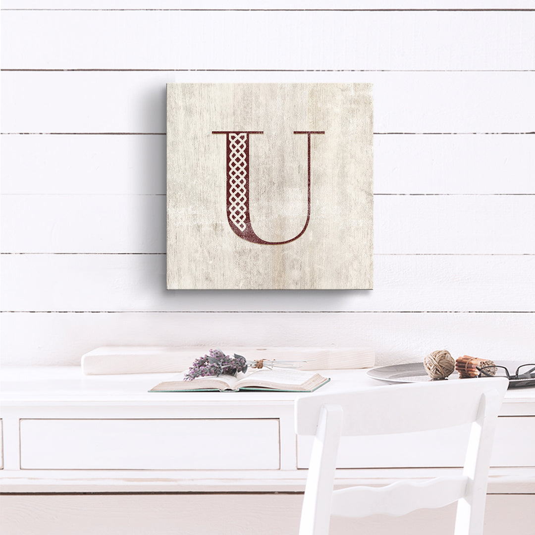 'Shabby Chic Monogram' 10"x10" Wrapped Canvas Textual Wall Art