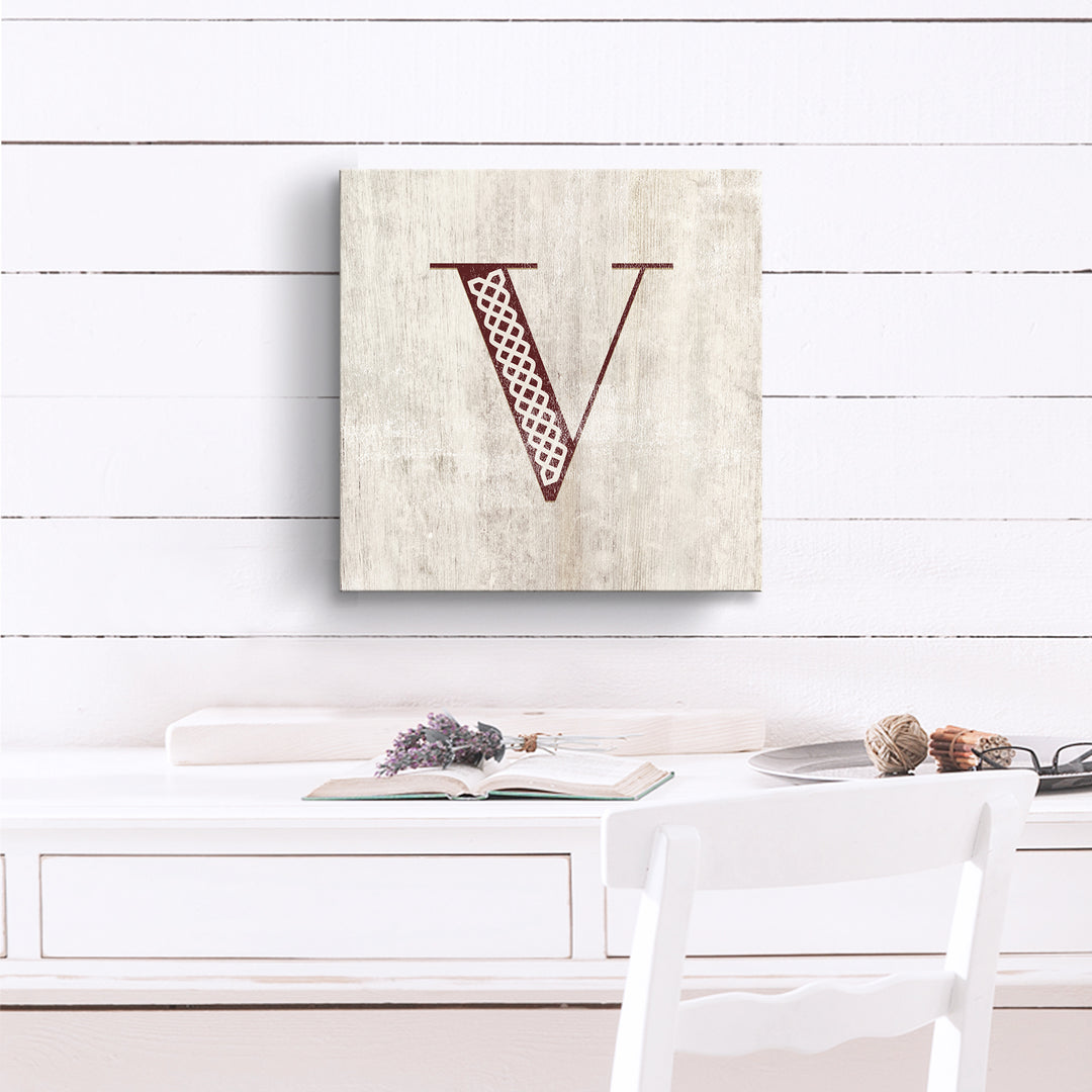 'Shabby Chic Monogram' 10"x10" Wrapped Canvas Textual Wall Art
