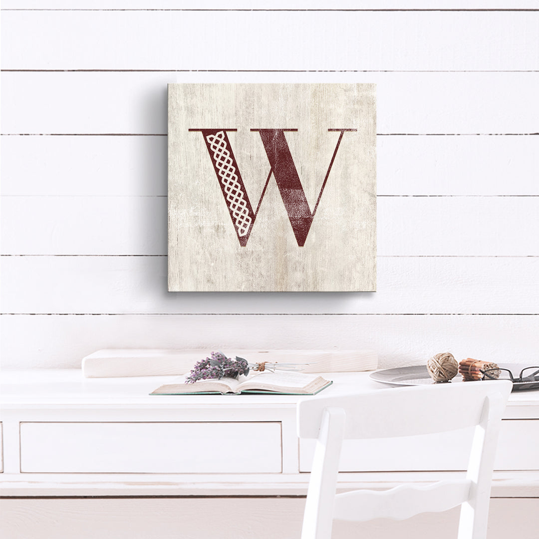 'Shabby Chic Monogram' 10"x10" Wrapped Canvas Textual Wall Art
