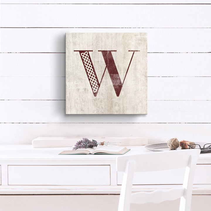 'Shabby Chic Monogram' 10"x10" Wrapped Canvas Textual Wall Art