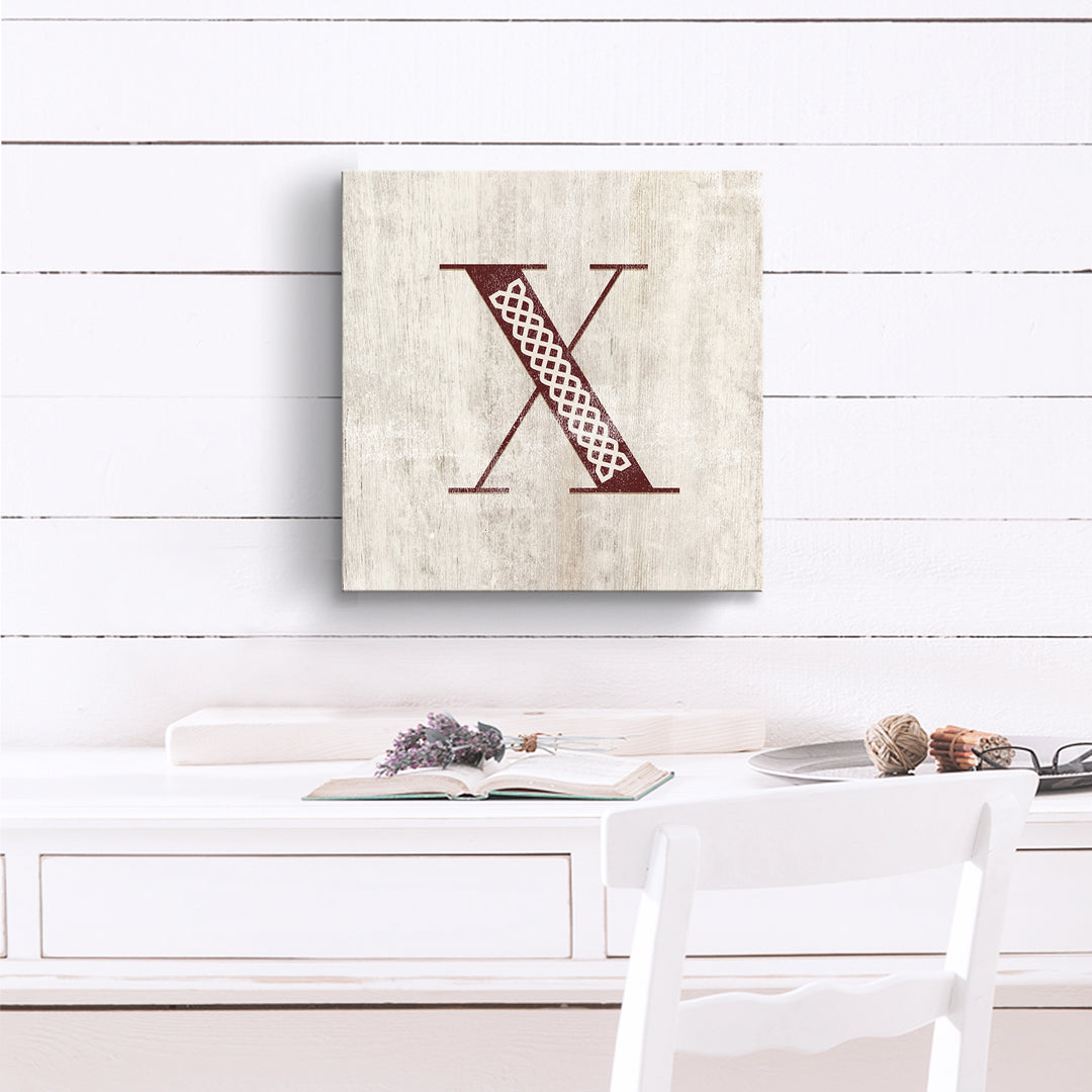 'Shabby Chic Monogram' 10"x10" Wrapped Canvas Textual Wall Art