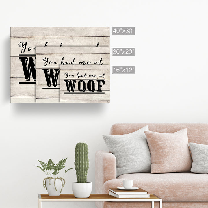 'WOOF' Wrapped Canvas Dog Wall Art