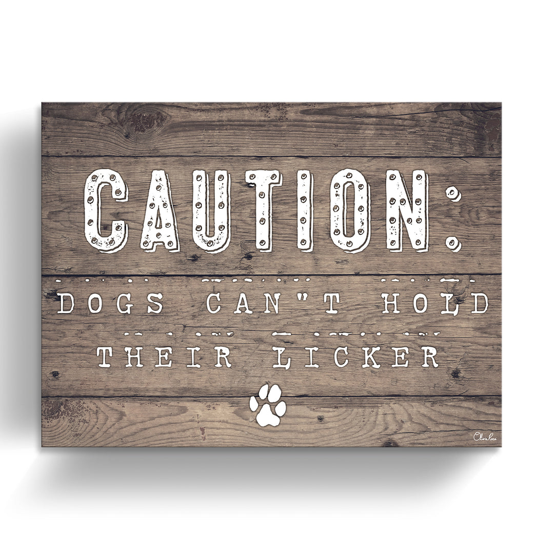'Caution-Dog' Wrapped Canvas Pet Wall Art