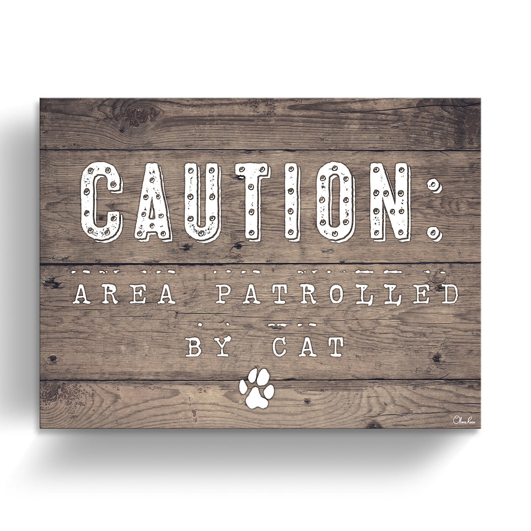 'Caution-Cat' Wrapped Canvas Pet Wall Art