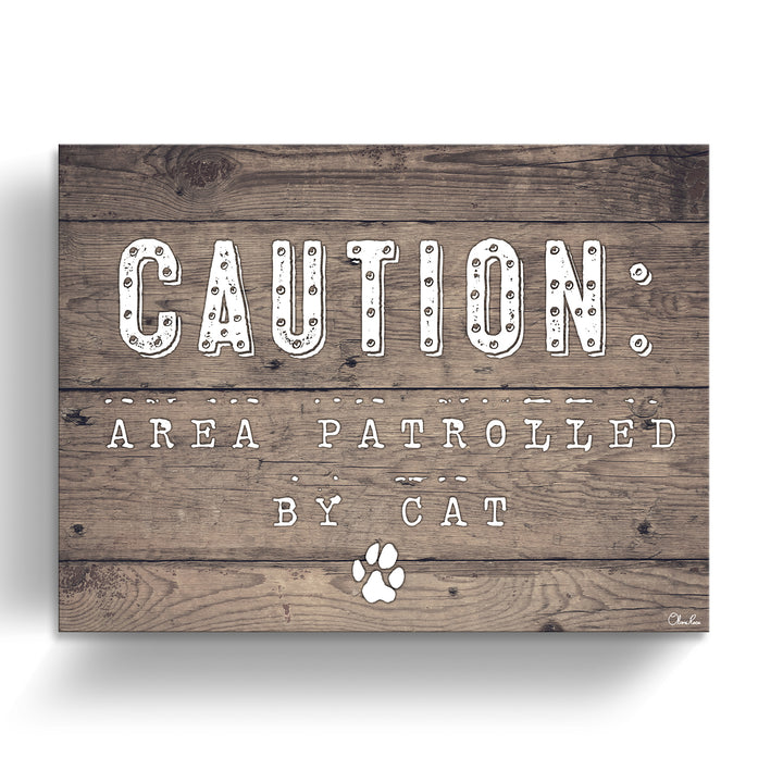 'Caution-Cat' Wrapped Canvas Pet Wall Art