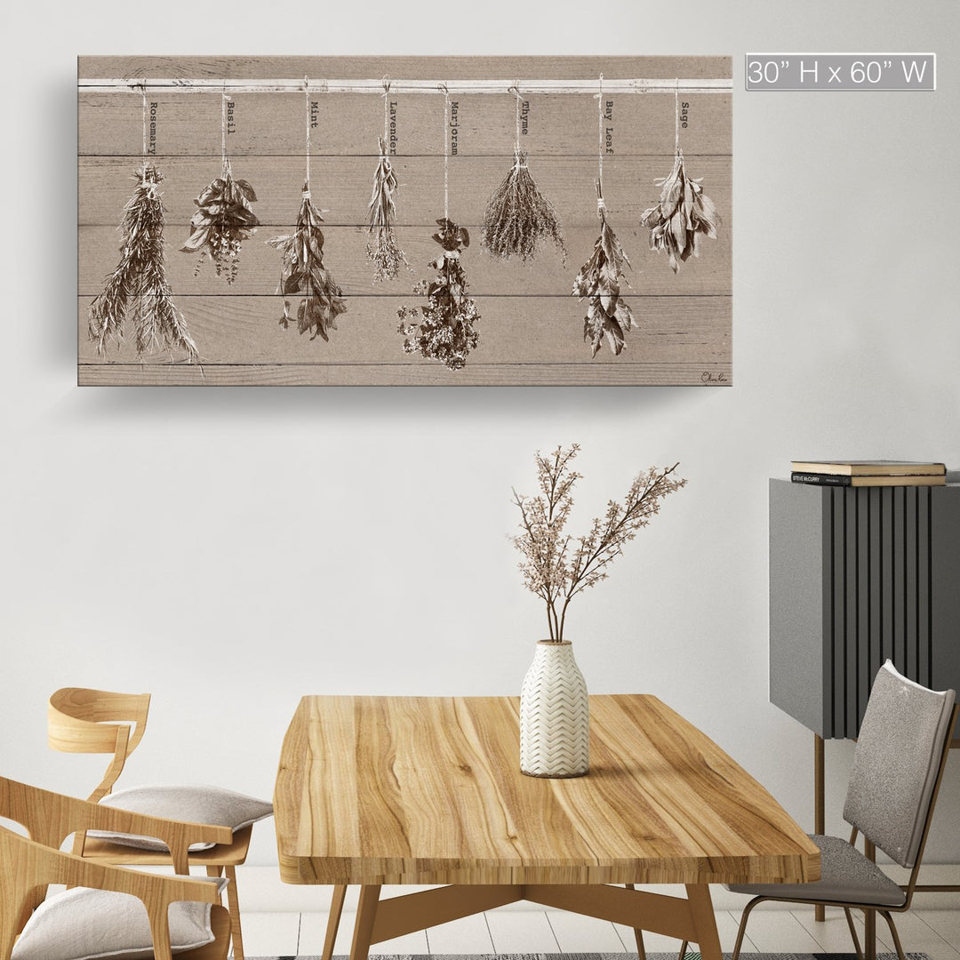 'Herbs' Wrapped Canvas Kitchen Wall Art