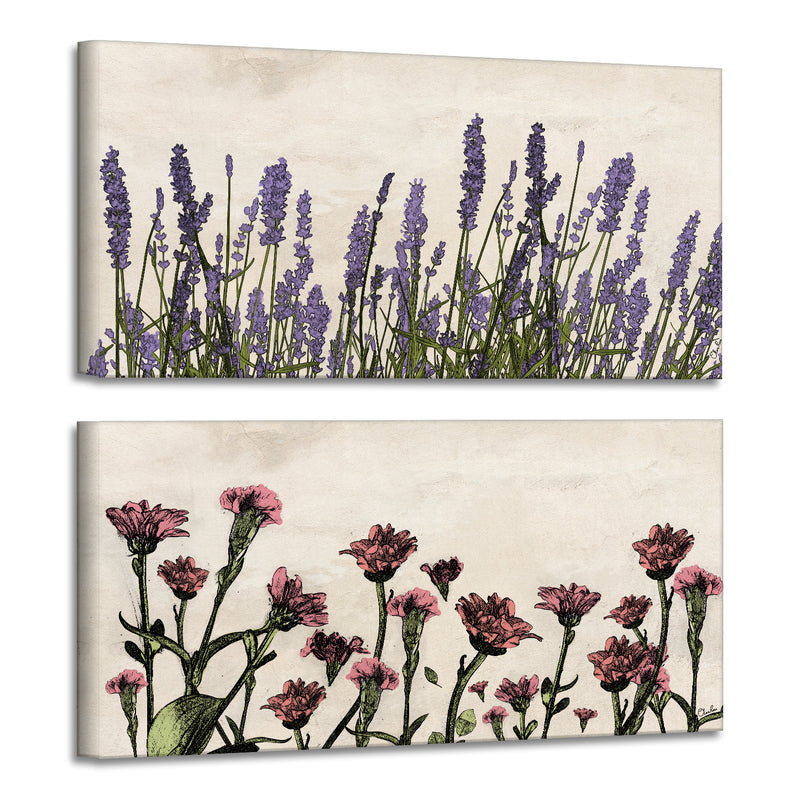 'Poetic Flora Set V' 2-Pc Canvas Floral Wall Art Set