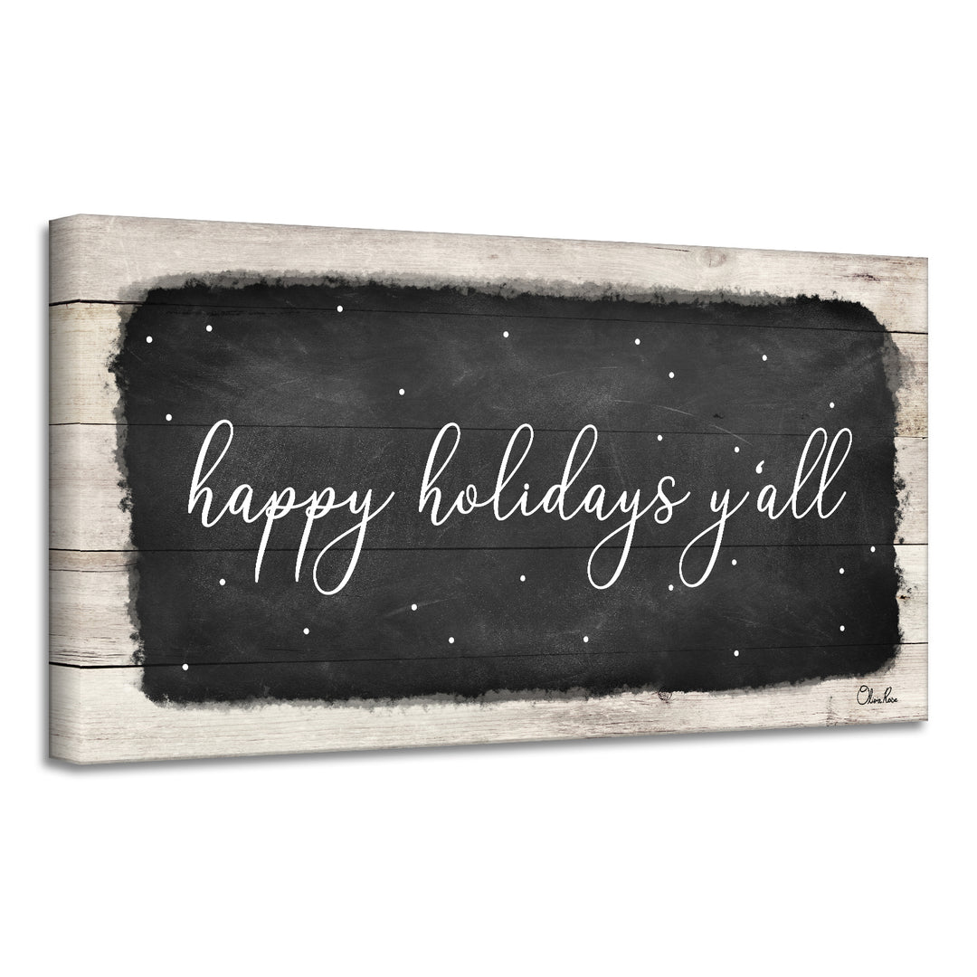 'Happy Holidays Y'all' Holiday Canvas Wall Art