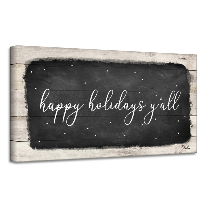 'Happy Holidays Y'all' Holiday Canvas Wall Art