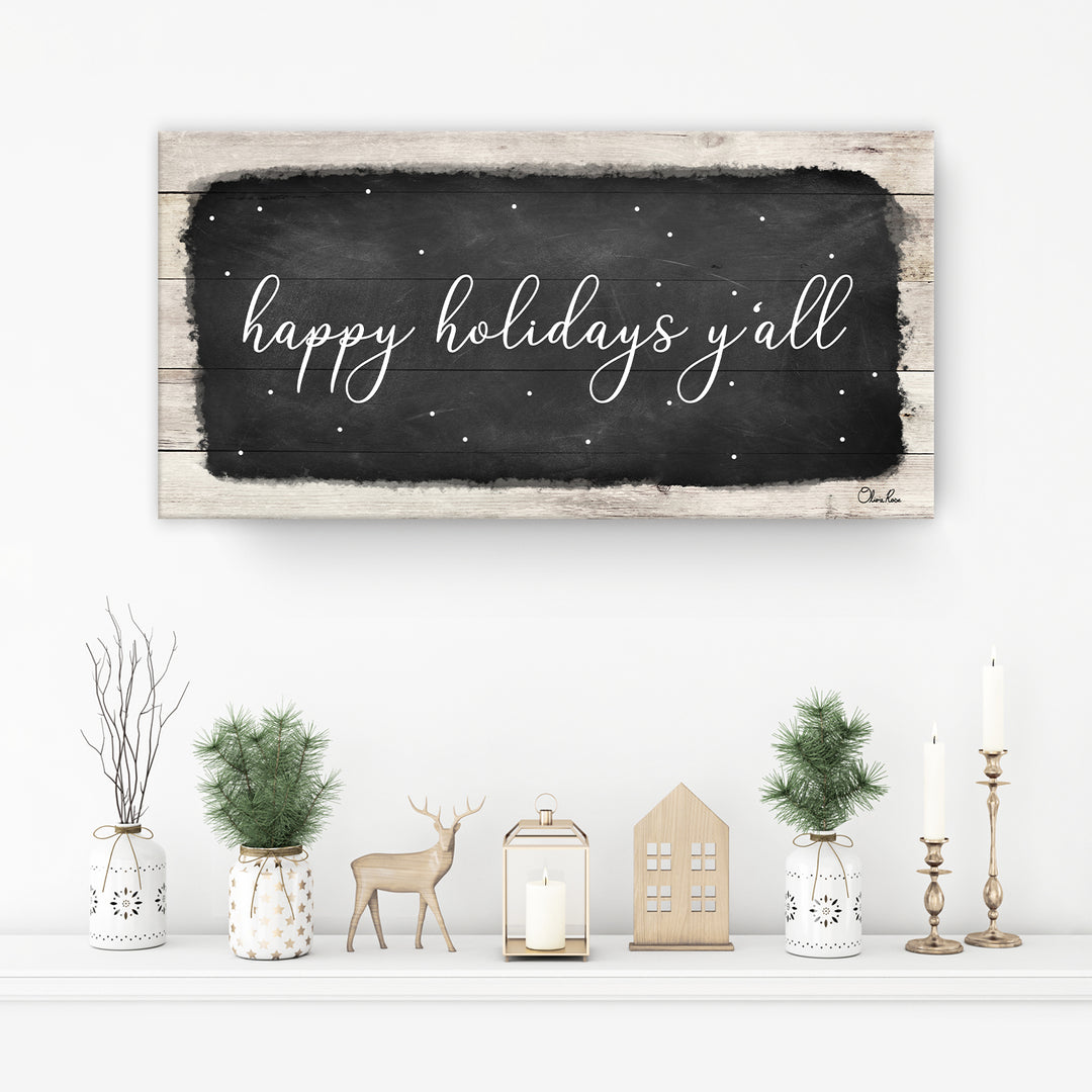 'Happy Holidays Y'all' Holiday Canvas Wall Art
