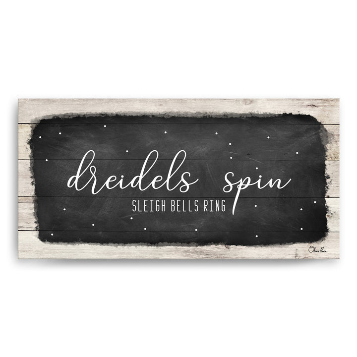 'Dreidels Spin, Sleigh Bells Ring' Hanukkah Canvas Wall Art