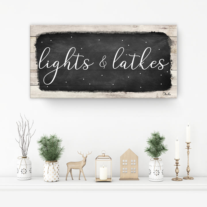 'Lights & Latkes I' Hanukkah Canvas Wall Art