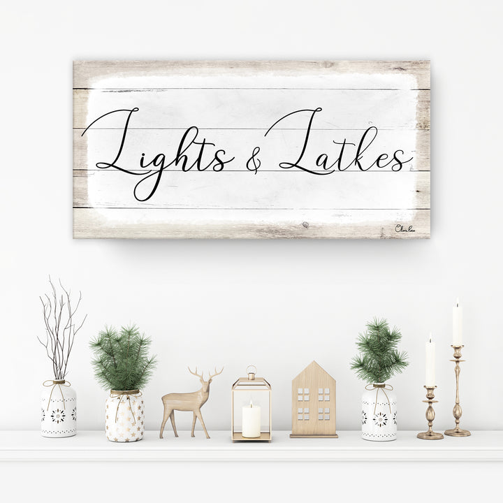 'Lights & Latkes II' Hanukkah Canvas Wall Art