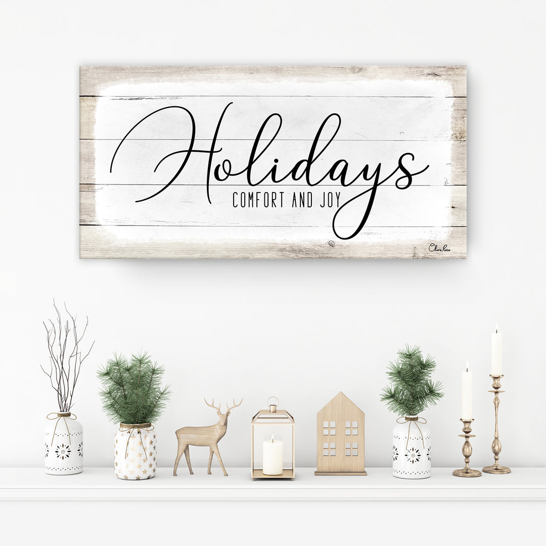 'Holidays' Christmas Canvas Wall Art