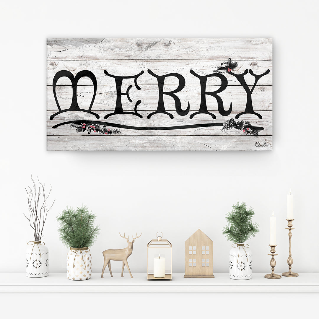 'Merry' Holiday Canvas Wall Art