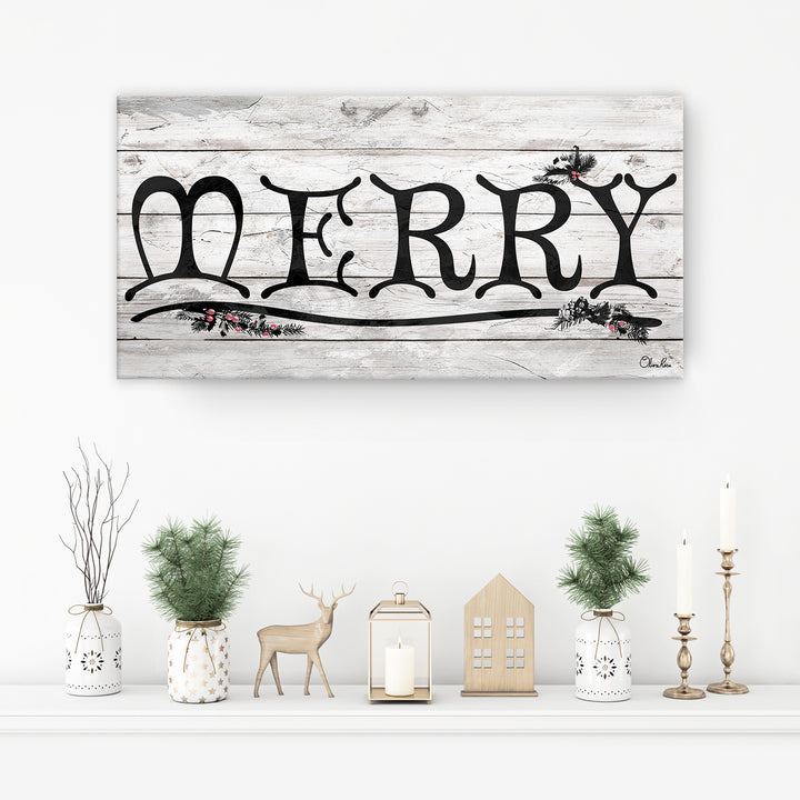 'Merry' Holiday Canvas Wall Art