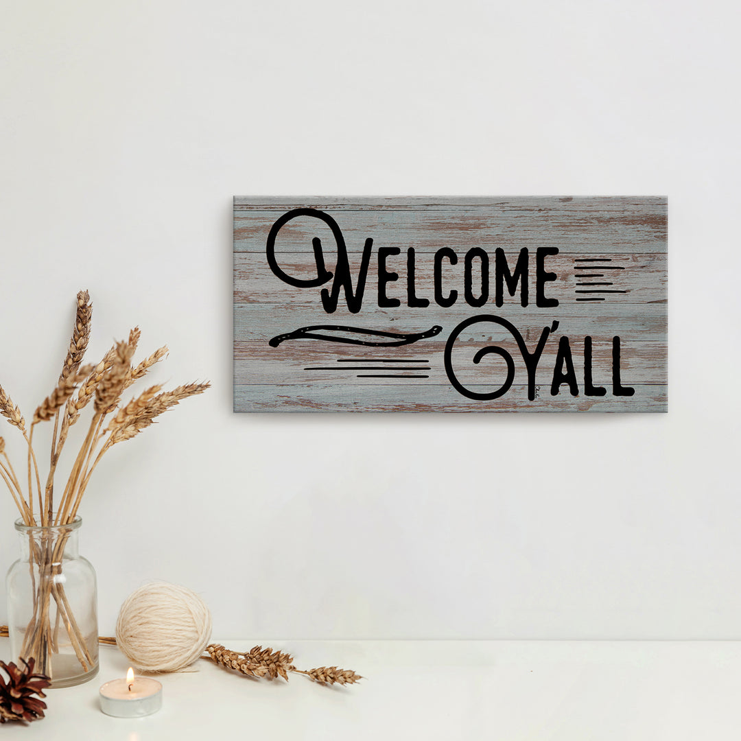 'Welcome Y'all' Wrapped Canvas Wall Art