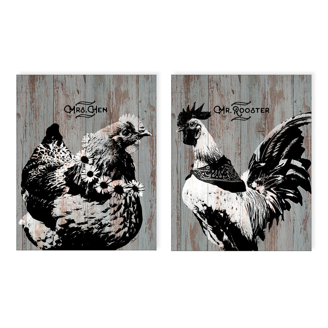 Mrs. Hen & Mr. Rooster' 2-Piece Wall Art Set