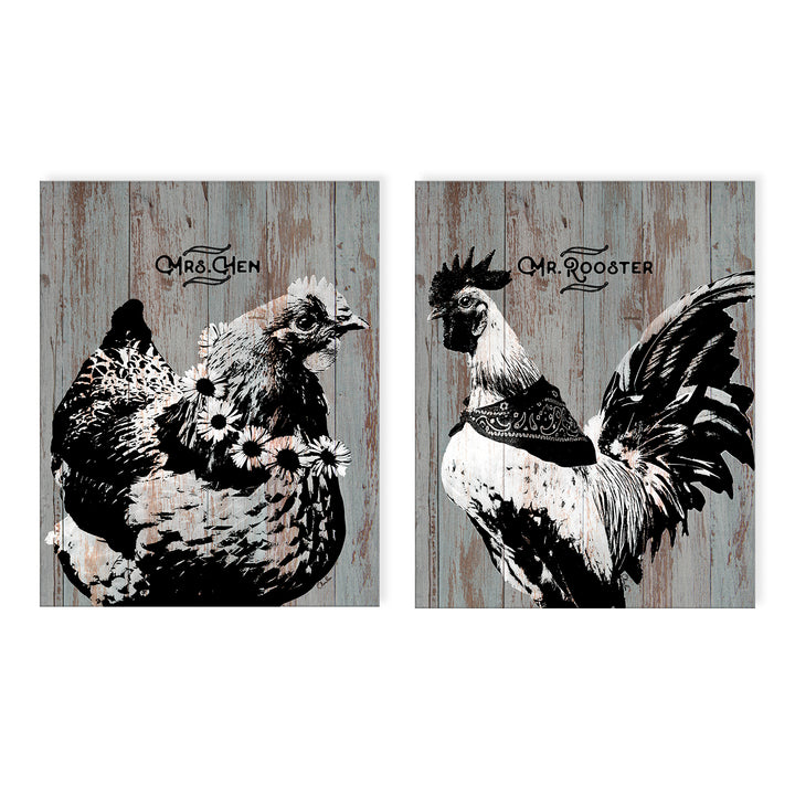 Mrs. Hen & Mr. Rooster' 2-Piece Wall Art Set
