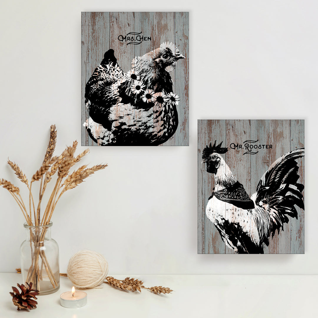 Mrs. Hen & Mr. Rooster' 2-Piece Wall Art Set