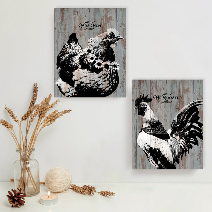 Mrs. Hen & Mr. Rooster' 2-Piece Wall Art Set