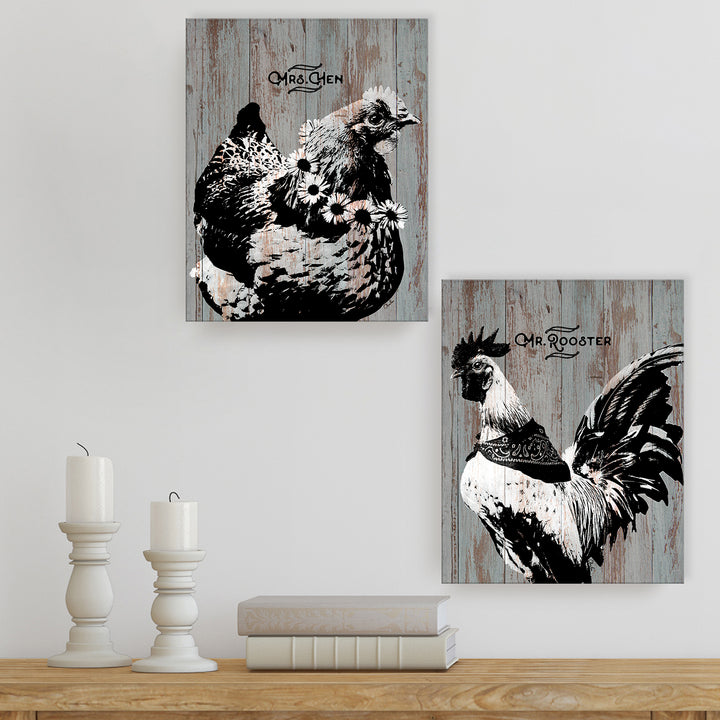 Mrs. Hen & Mr. Rooster' 2-Piece Wall Art Set