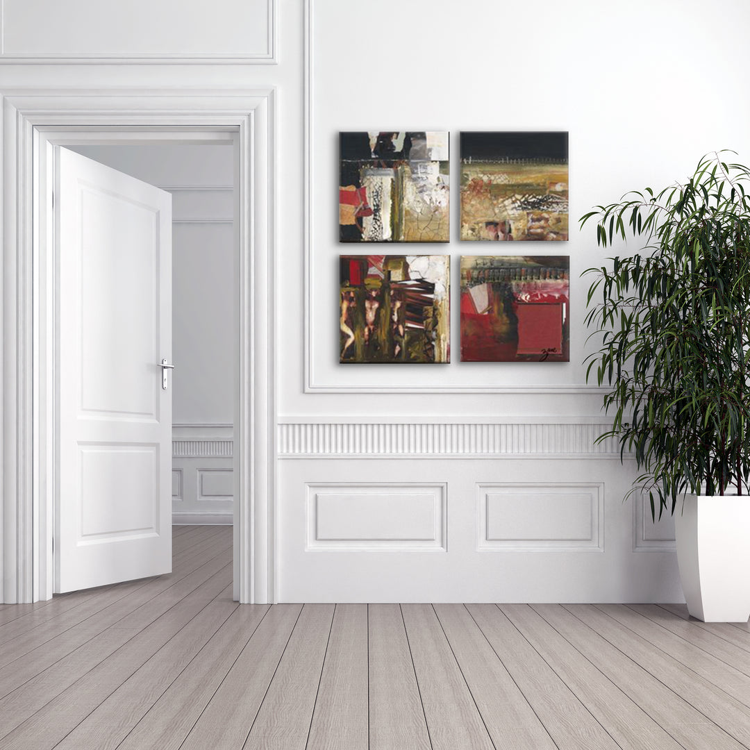Abstract I-C' 4 Piece Wrapped Canvas Wall Art Set