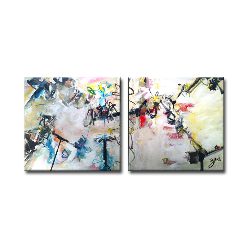 'Abstract XIII' 2 Piece Wrapped Canvas Wall Art Set